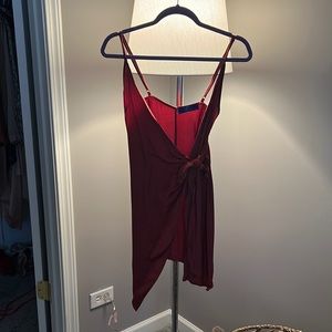 Burn Orange Asymmetrical Satin Dress